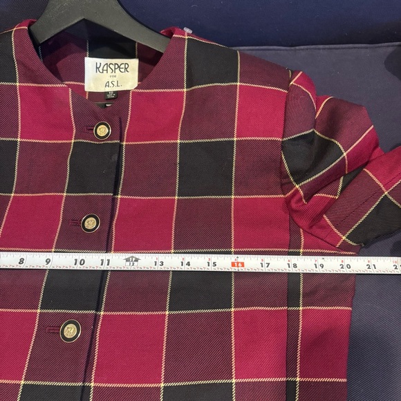 Kasper ASL Red Vintage Plaid Blazer Jacket Size 10 - Picture 9 of 11